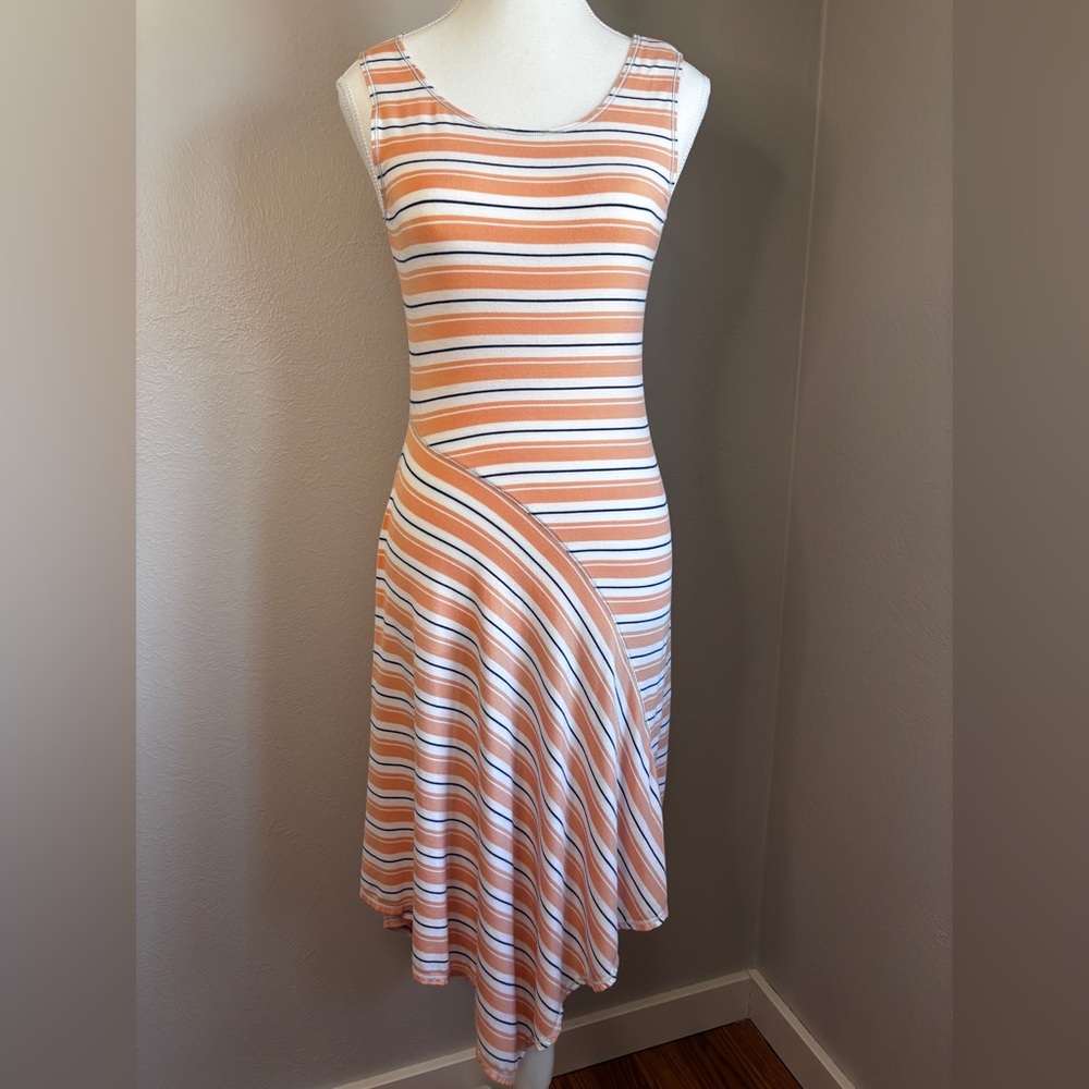 Max Studio Specialty Products Asymmetrical Striped Knit Dress